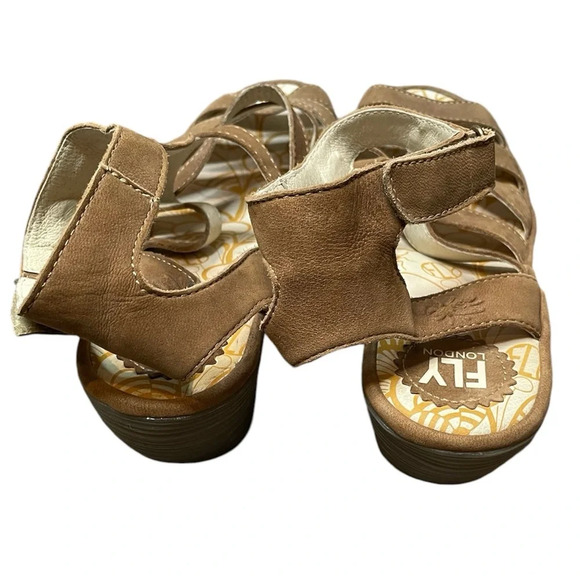 Fly London Yeba 895 Brown Suede Leather  Strappy Wedge Platform Sandals Size 40 - Picture 6 of 13